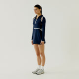 Emily Court Dress - Navy & White