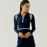 Emily Court Dress - Navy & White