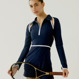 Emily Court Dress - Navy & White
