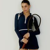 Emily Court Dress - Navy & White