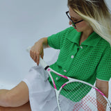 Collar Crochet Cardi - Green