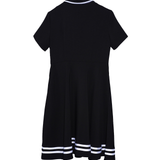 Front Zip Polo Dress - Black & White