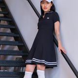 Front Zip Polo Dress - Black & White