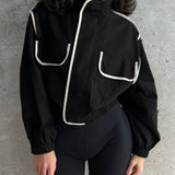 Cropped Cotton Jacket - Black