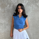Cropped Knit Vest - Blue
