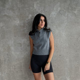 Cropped Knit Vest - Grey