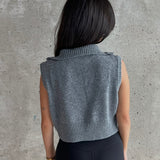 Cropped Knit Vest - Grey