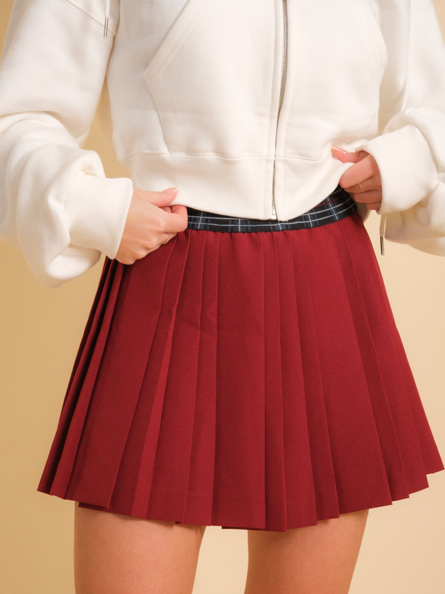 Burgundy 2024 check skirt